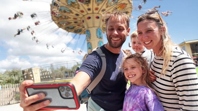 Family at funfair